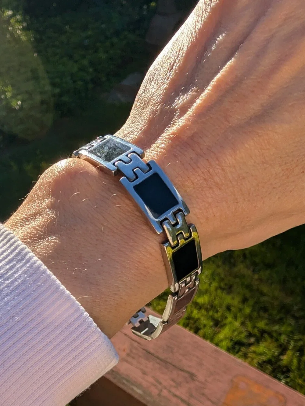 New Mens Onyx Black and Silver Stainless Heavy 9